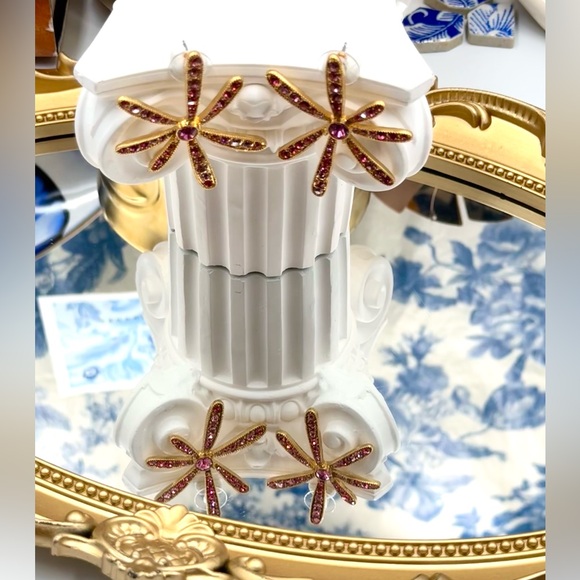 🆕 OSCAR DE LA RENTA 🧿 NWOT Daisy Pave Stud Earrings - Swarovski Crystal Pink - Picture 5 of 16